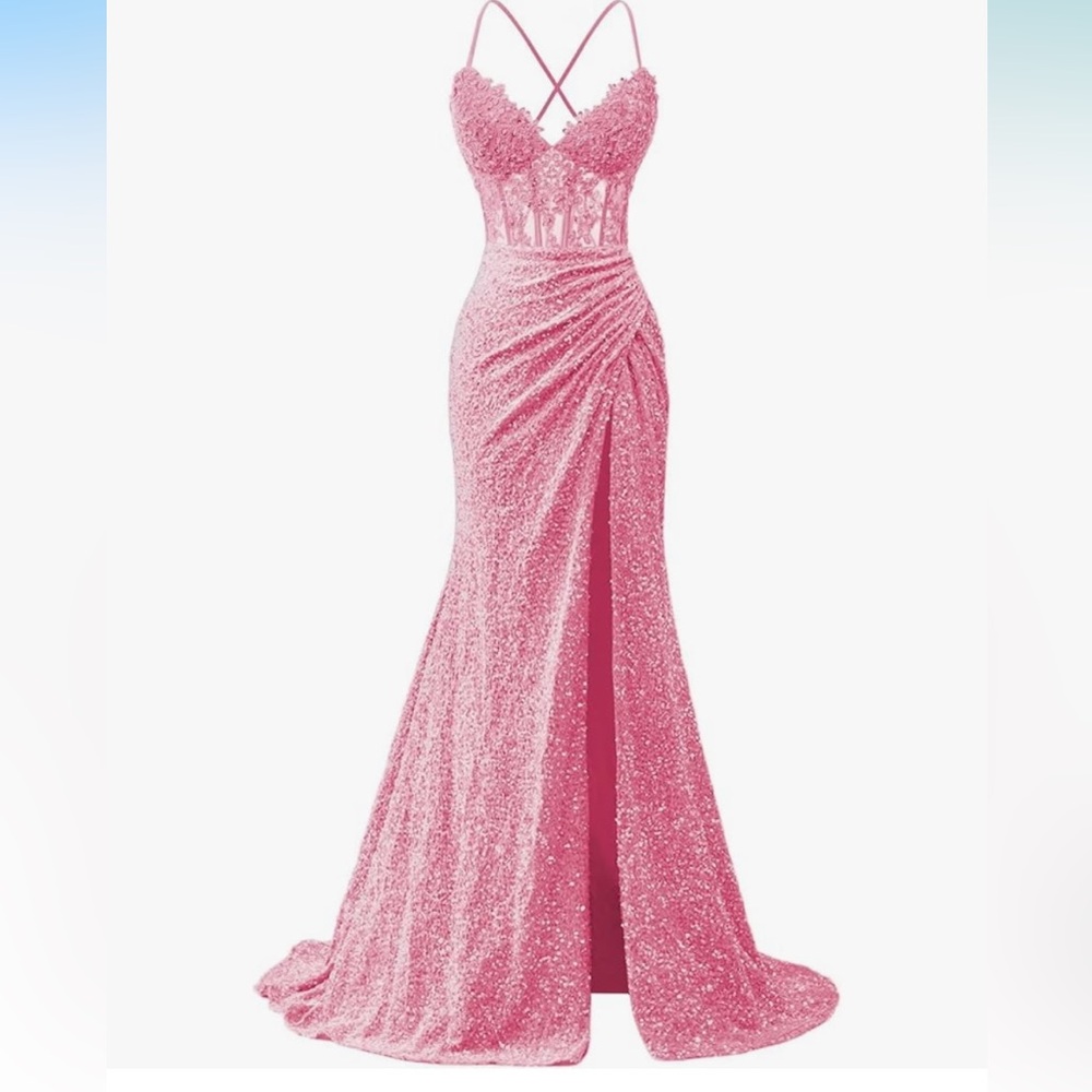 Elegant Pink Sequin Maxi Dress